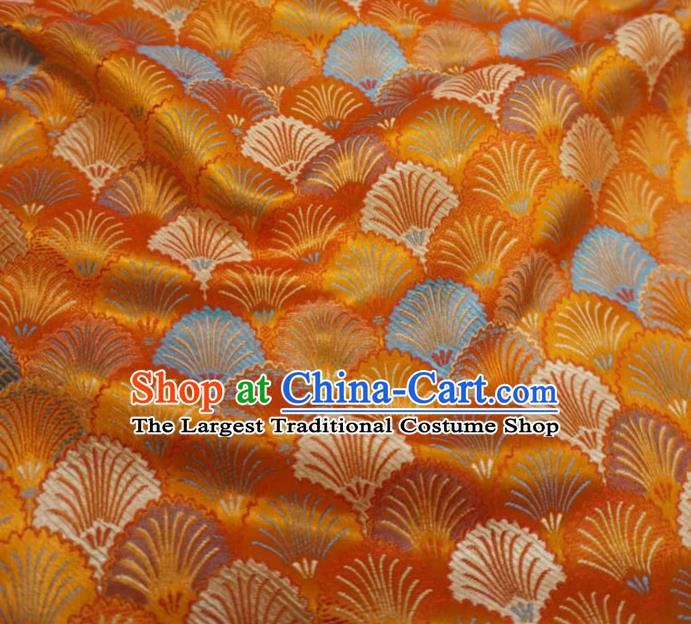 Orange China Traditional Brocade Fabric Classical Pine Needle Pattern Design Cloth Cheongsam Drapery