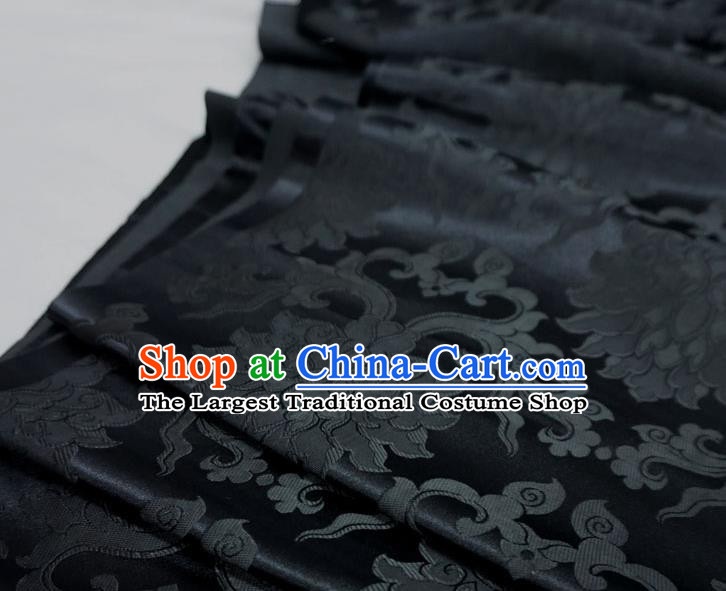Black China Classical Passion Flower Pattern Design Cloth Tibetan Dress Drapery Traditional Brocade Fabric