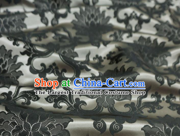 Grey China Traditional Brocade Fabric Classical Passion Flower Pattern Design Cloth Tibetan Dress Drapery