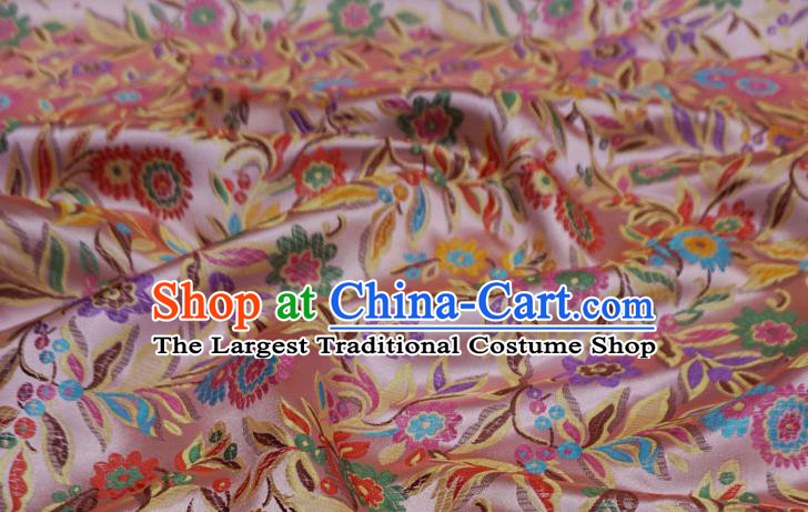 Peach Pink China Cheongsam Drapery Traditional Brocade Fabric Classical Flowers Pattern Design Cloth