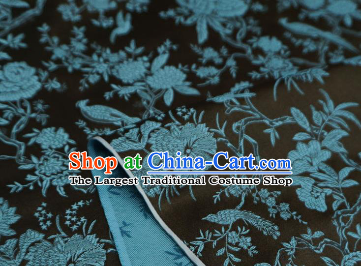 Coffee China Traditional Brocade Fabric Classical Flower Bird Pattern Design Cloth Tang Suit Drapery