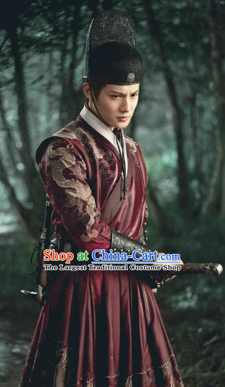 TV Series Romantic Drama My Sassy Imperial Bodyguard Shen Yan Red Official Clothing China Ancient Warrior Costumes