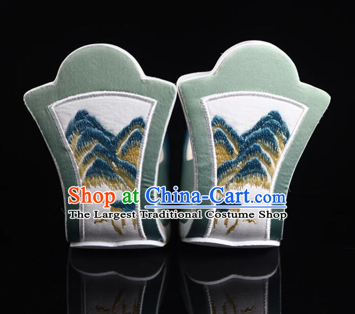 China Tang Dynasty Princess Shoes Traditional Hanfu Shoes Handmade Turquoise Shoes
