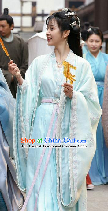 China TV Series New Life Begins Young Lady Li Wei Clothing Ancient Princess Blue Garment Costumes