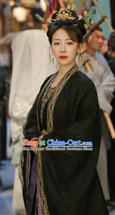 China Royal Rani Hanfu Costume TV Series New Life Begins Zhan Fang Ru Clothing Ancient Court Consort Black Dress
