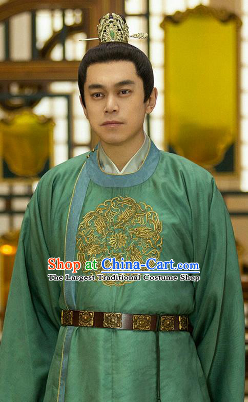 China Ancient Young Lord Green Robes Royal Prince Hanfu Costume TV Series New Life Begins Yin An Clothing