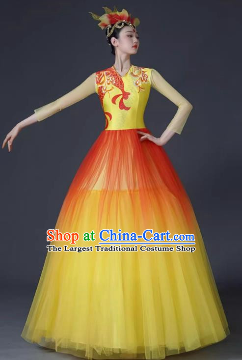 Opening Dance Large Swing Skirt Dance Costume Female Classical Stage Brilliant Chinese Modern Dance Performance Costume Song Accompaniment Dance