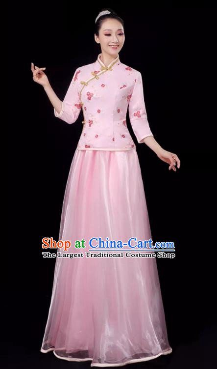Republic Of China Student Dress Female Pink Chorus Performance Costume Republic Of China Style Two Piece Suit Graduation Class Uniform Stage Performance Costume