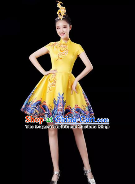 Yellow Modern Dance Costume Female Drumming Costume Performance Costume Fashion Opening Dance Dress