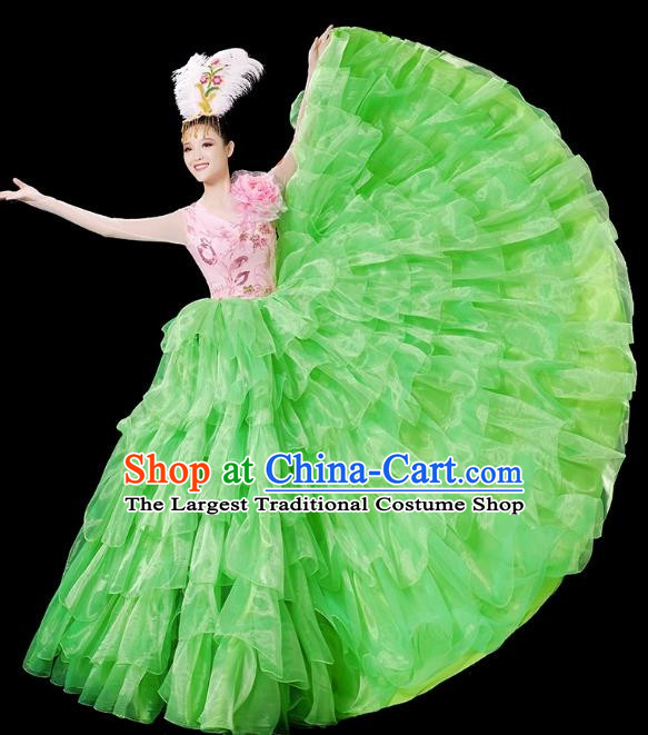 Opening Dance Big Swing Skirt Performance Costume Female Chinese Style Large Stage Modern Dance Costume Singing and Dancing Long Skirt