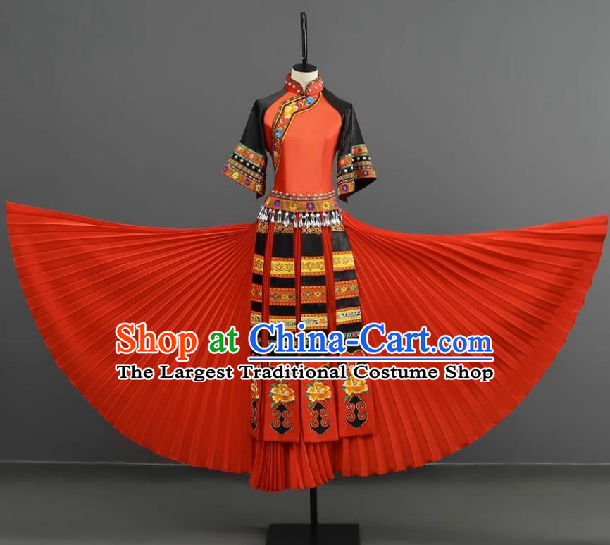 Miao Women Group Dance With A Touch Of Red Dance Costumes Performance Costumes Taoli Cup