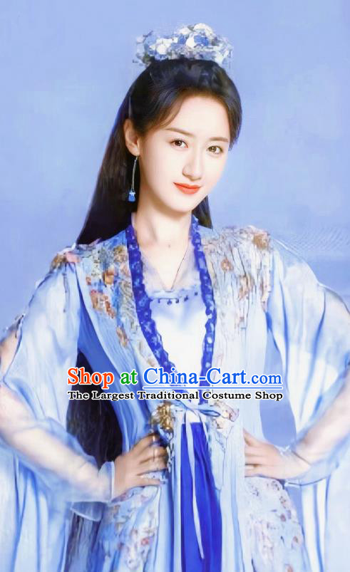 China Ancient Ming Dynasty Noble Infanta Costumes Romantic Drama My Sassy Princess Liu Ling Blue Dress Clothing