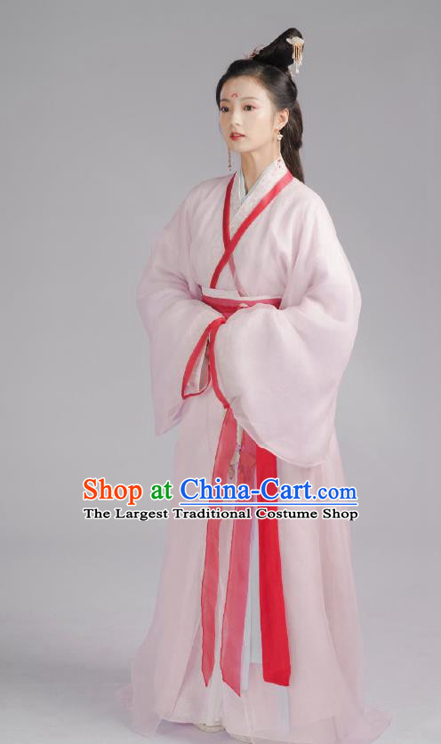 China Qin Dynasty Young Lady Pink Hanfu Dresses TV Series An Ancient Love Song Empress Lu Yuan Costumes
