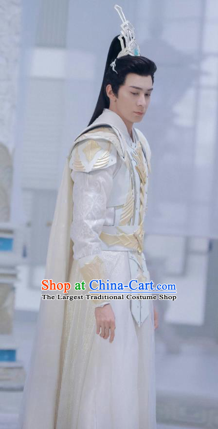 Chinese TV Series The Starry Love Warrior God Shaodian Youqin Garment Outfit Ancient General White Armor Costumes