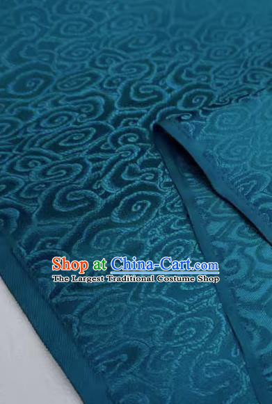 Peacock Blue China Cheongsam Cloth Traditional Brocade Fabric Classical Clouds Pattern Design Drapery