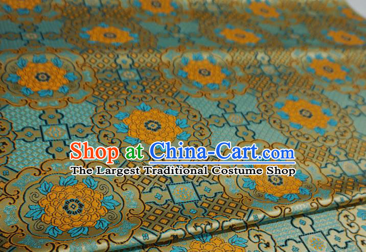 Dark Golden Chinese Traditional Design Brocade Fabric Tibetan Dress Cloth Classical Rosette Pattern Material