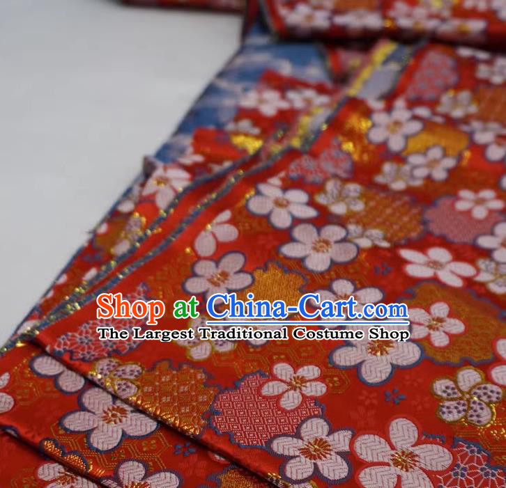 Red Chinese Traditional Design Brocade Fabric New Year Costume Cloth Classical Plum Blossom Pattern Material