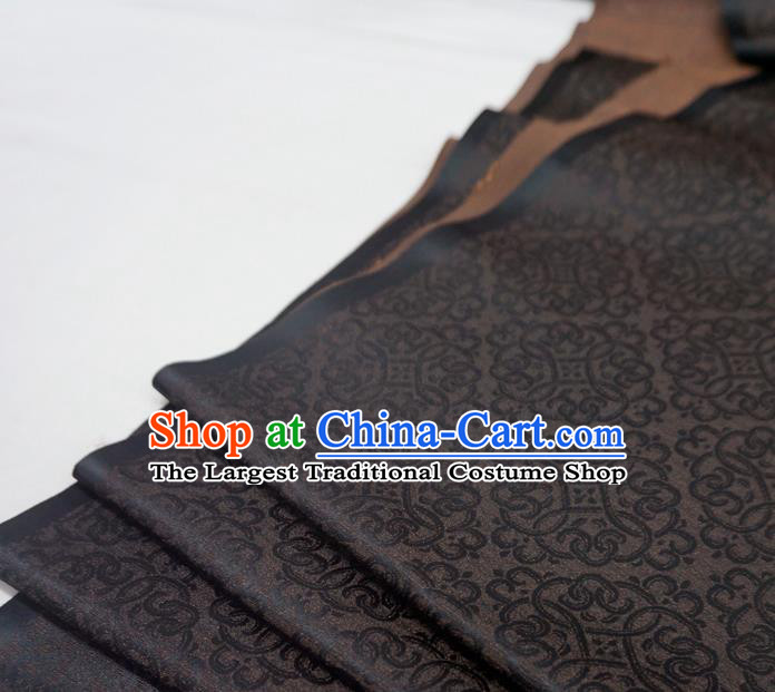 Dark Brown Chinese Ancient Hanfu Cloth Classical Lucky Clouds Pattern Material Traditional Design Brocade Fabric