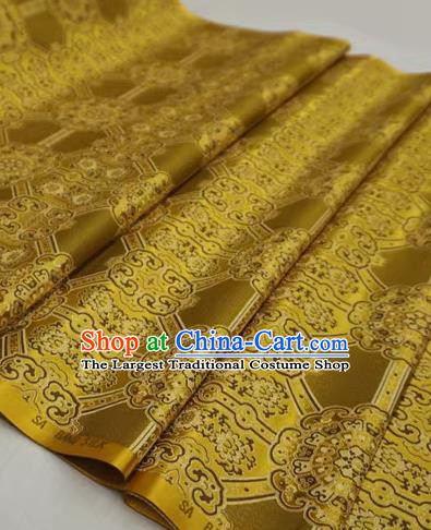 Golden Chinese Tibetan Dress Cloth Classical Rosette Pattern Material Traditional Design Brocade Fabric