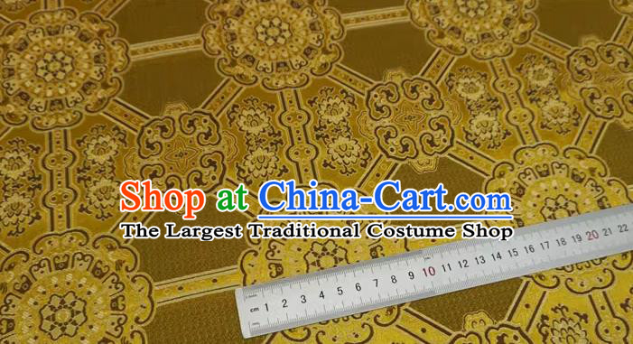 Golden Chinese Tibetan Dress Cloth Classical Rosette Pattern Material Traditional Design Brocade Fabric