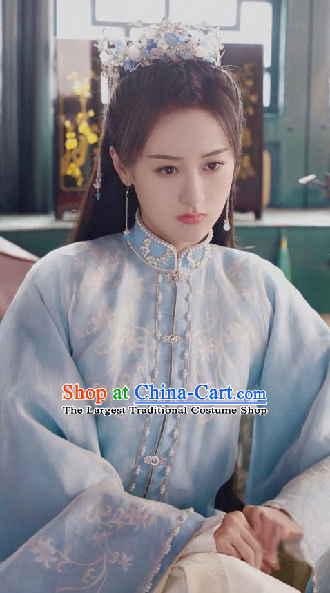 China Ancient Ming Dynasty Noble Infanta Costumes Romantic Drama My Sassy Princess Liu Ling Blue Clothing