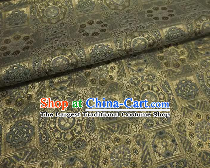 Golden China Classical Rosette Pattern Material Traditional Song Dynasty Design Brocade Fabric Ancient Hanfu Cloth