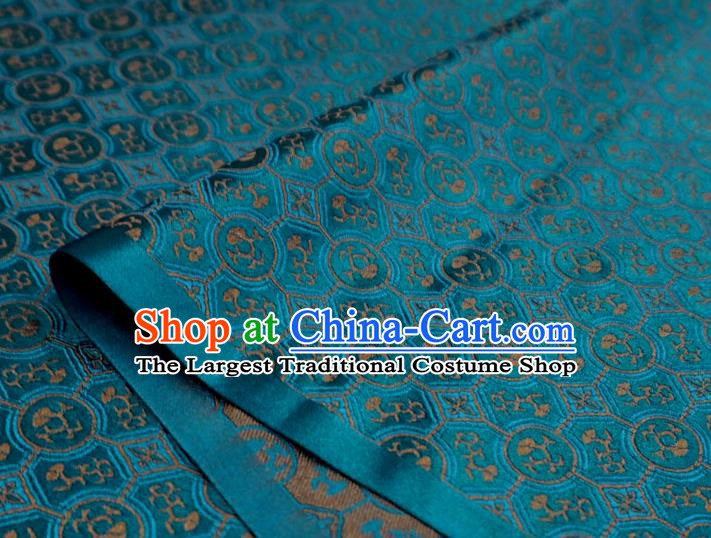 Peacock Blue China Classical Pattern Material Traditional Song Dynasty Design Brocade Fabric Hanfu Cloth
