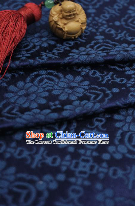 Deep Blue China Classical Diamond Pattern Material Traditional Song Dynasty Design Brocade Fabric Hanfu Cloth