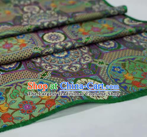 Green China Classical Rosette Plum Pattern Material Traditional Design Brocade Fabric Tibetan Costume Cloth