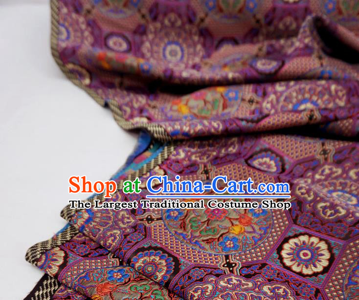 Purple China Traditional Design Brocade Fabric Tibetan Costume Cloth Classical Rosette Pattern Material