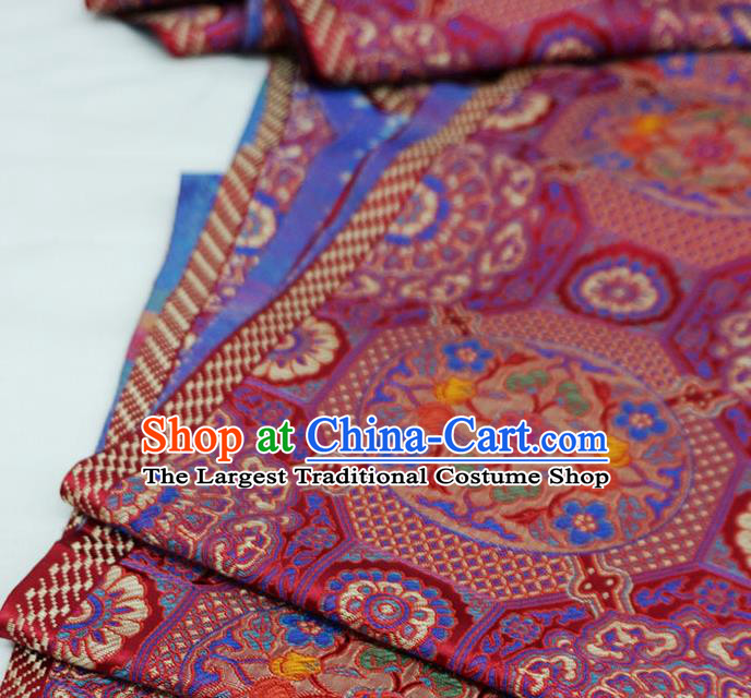 Fuchsia China Classical Rosette Pattern Material Traditional Design Brocade Fabric Tibetan Costume Cloth