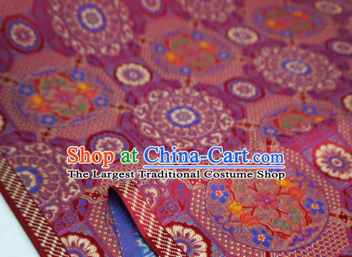 Fuchsia China Classical Rosette Pattern Material Traditional Design Brocade Fabric Tibetan Costume Cloth