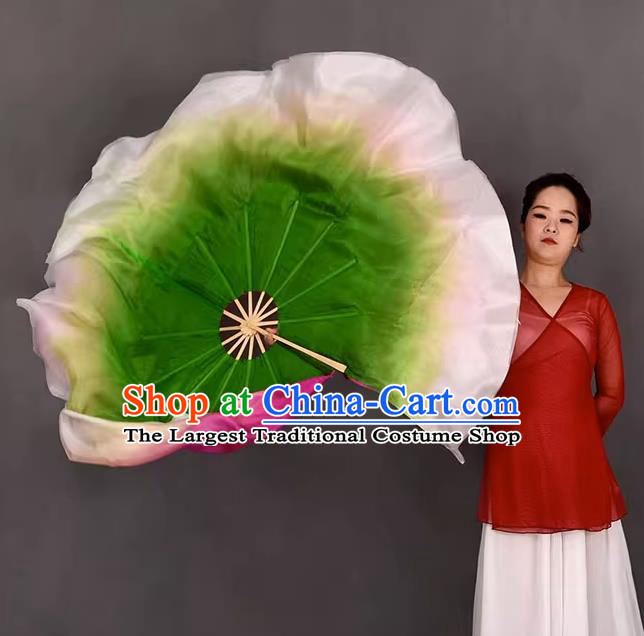 China Classical Dance Fan Lotus Dance Double Sides Fan Handmade 360 Degree Pure Silk Fan