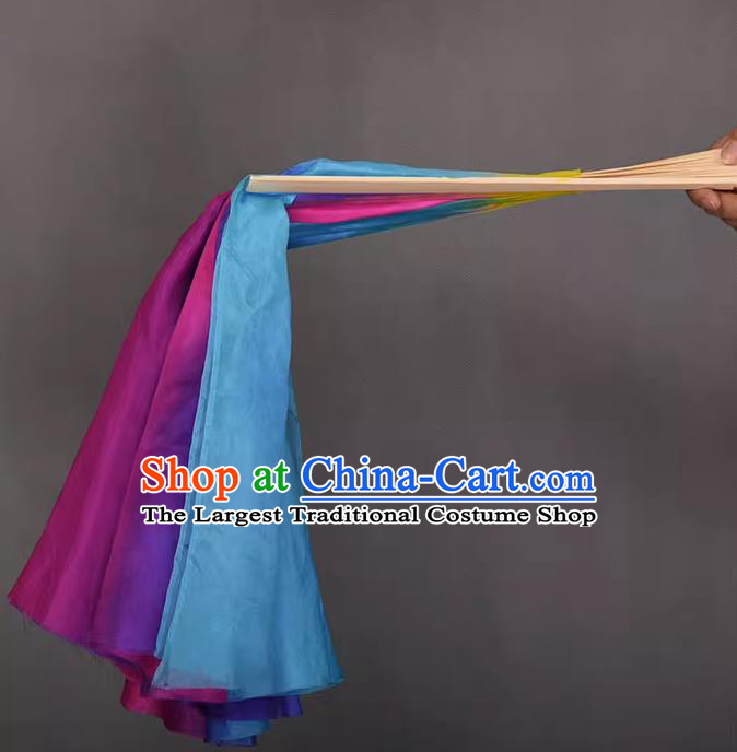 China Yangko Dance Double Sides Fan Handmade Pure Silk Fan Classical Dance Colorful Fan