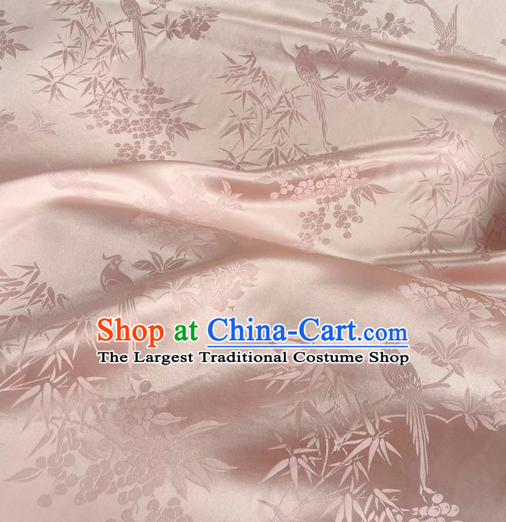 Light Pink China Jacquard Satin Fabric Classical Pattern Design Cheongsam Cloth Traditional Mulberry Silk Material
