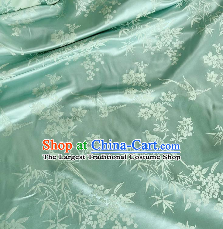 Light Green China Mulberry Silk Material Jacquard Satin Fabric Classical Pattern Design Cheongsam Cloth