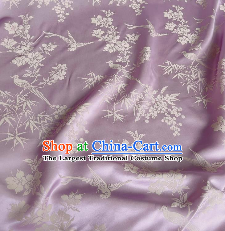 Light Purple China Classical Pattern Design Cheongsam Cloth Mulberry Silk Material Jacquard Satin Fabric