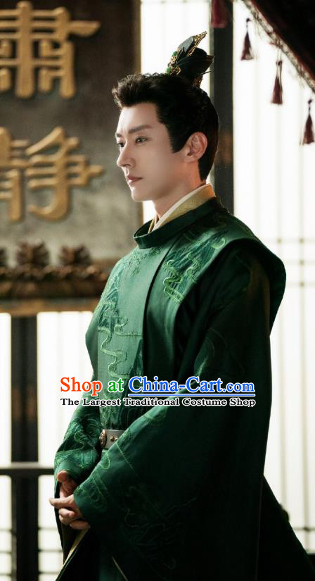 China Song Dynasty Scholar Costumes Ancient Merchant Green Clothing TV Series Destined Chang Feng Du Luo Zi Shang Replica Garments