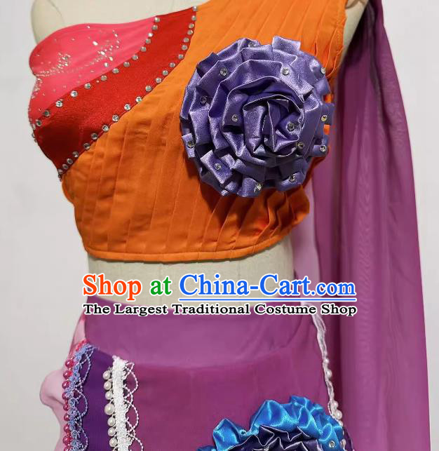 Professional Stage Performance Costume China Dai Nationality Peacock Dance Pink Dress Yunnan Ethnic Woman Clothing
