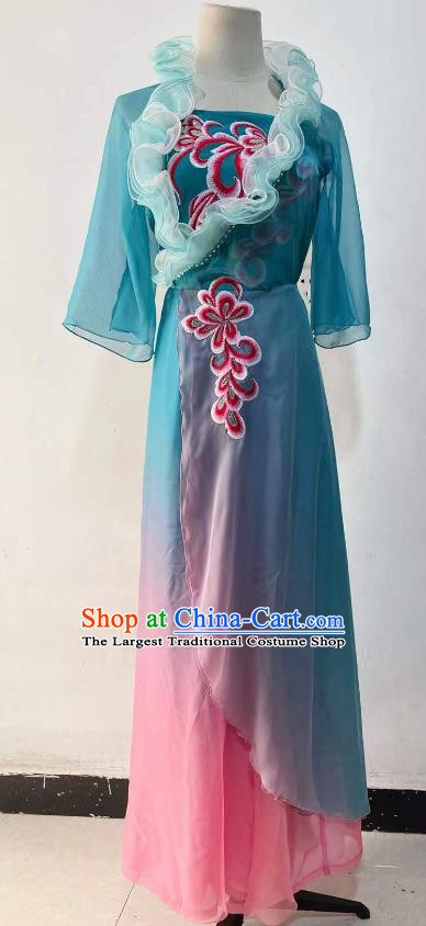 Chinese Woman Hanfu Dance Blue Dress Classical Dance Costume Dance Championship Stage Performance Clothing
