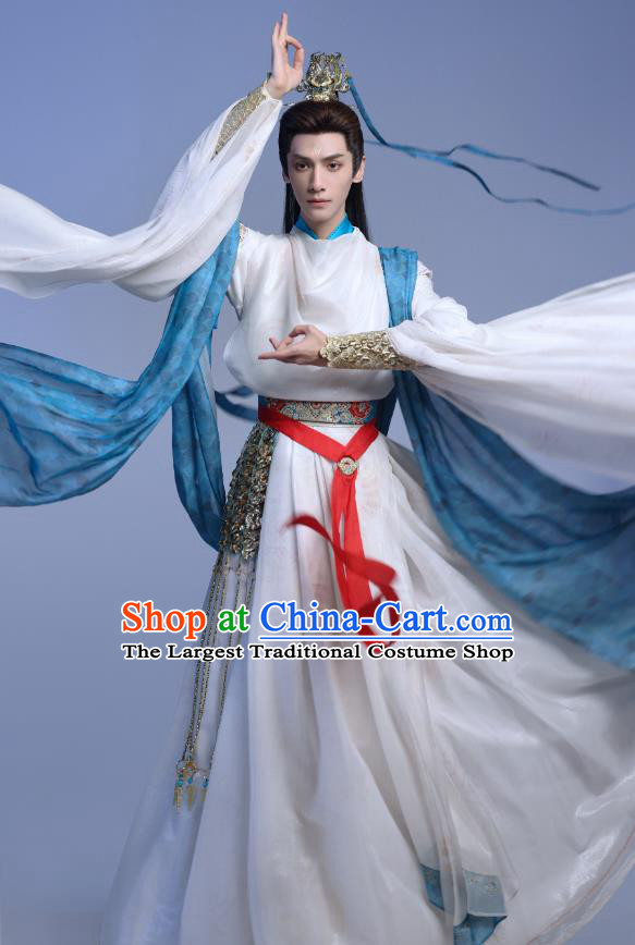 China Fantastic TV Series Till The End of The Moon Tantai Jin Clothing Ancient Demon Lord White Garment Costumes