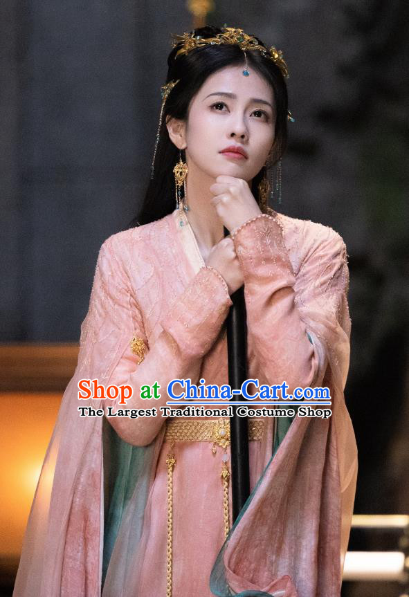 China Ancient Princess Garment Costumes Xianxia Drama Till The End of The Moon Goddess Li Susu Pink Dress