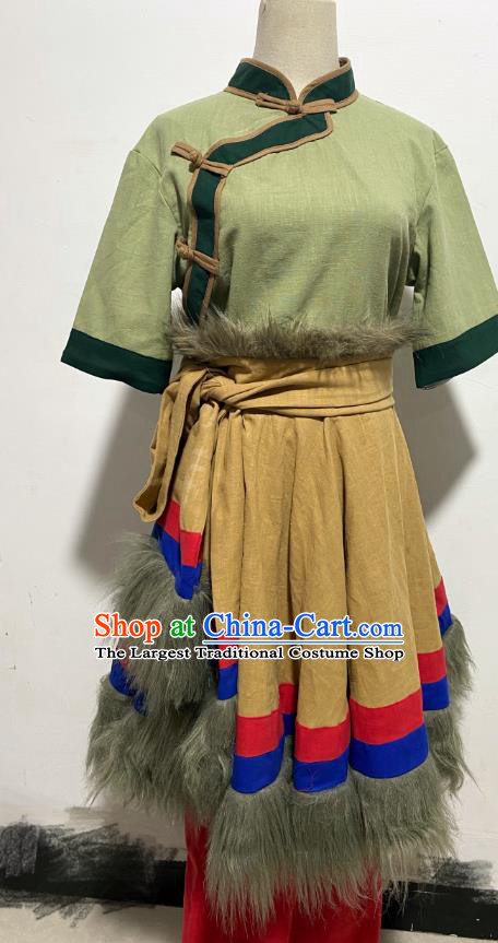 China Taoli Cup Dance Competition Clothing Tibetan Ethnic Folk Dance Outfit Zang Nationality Woman Stage Performance Costume