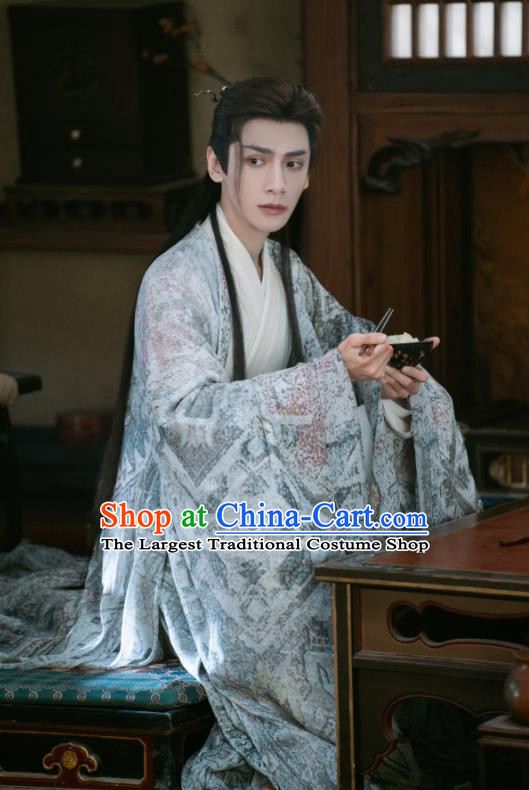 Till The End of The Moon Xianxia Drama Demon Lord Tantai Jin Grey Clothing China Ancient Childe Costumes Complete Set