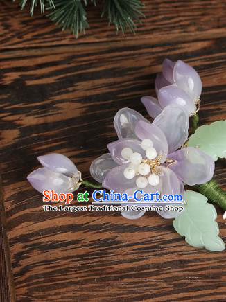 China Hanfu Grass Hair Stick Ancient Princess Hair Jewelry Handmade Song Dynasty Lilac Lotus Hairpin