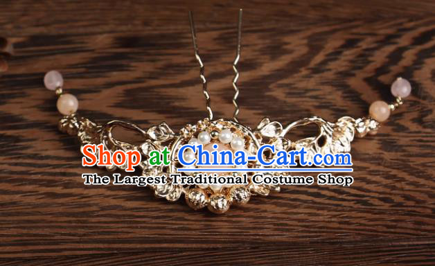 China Handmade Song Dynasty Princess Hair Accessories Hanfu Headdress Ancient Princess Hair Crown Hairpins Necklace Complete Set