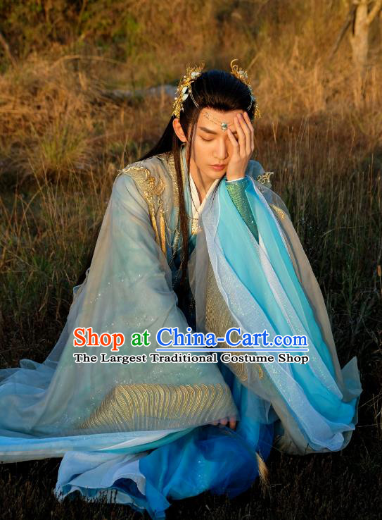 Till The End of The Moon Prince Xiao Lin Replica Clothing China Xianxia TV Series Ancient Swordsman Blue Costumes