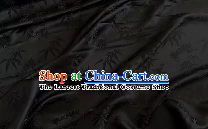 Black China Cheongsam Brocade Material Classical Bamboo Leaf Design Silk Cloth Traditional Jacquard Fabric