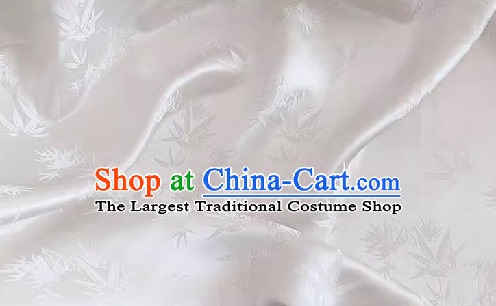 White China Traditional Jacquard Fabric Cheongsam Brocade Material Classical Bamboo Leaf Design Silk Cloth