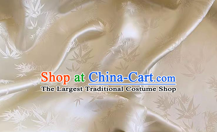 Creamy White China Cheongsam Brocade Material Classical Bamboo Leaf Pattern Silk Cloth Traditional Design Jacquard Fabric